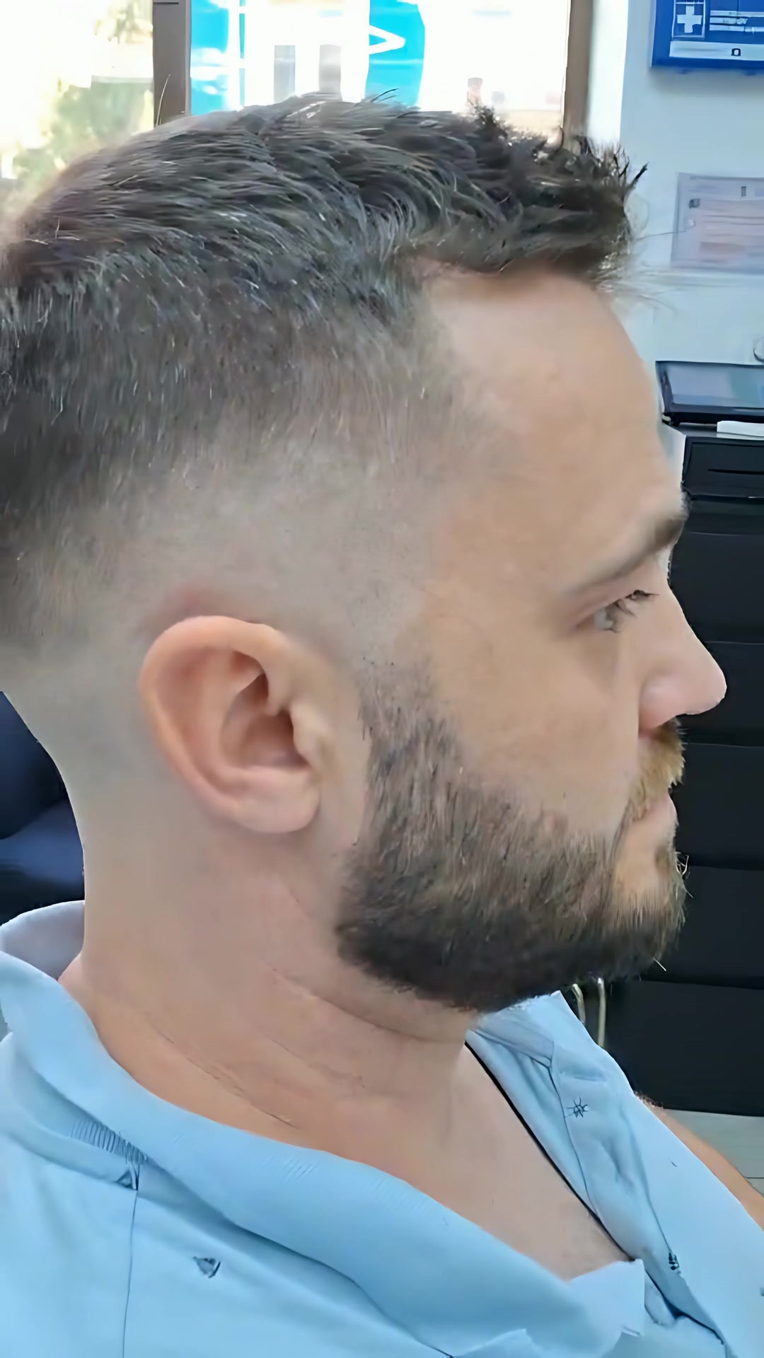 Haircut and beard outline, real result